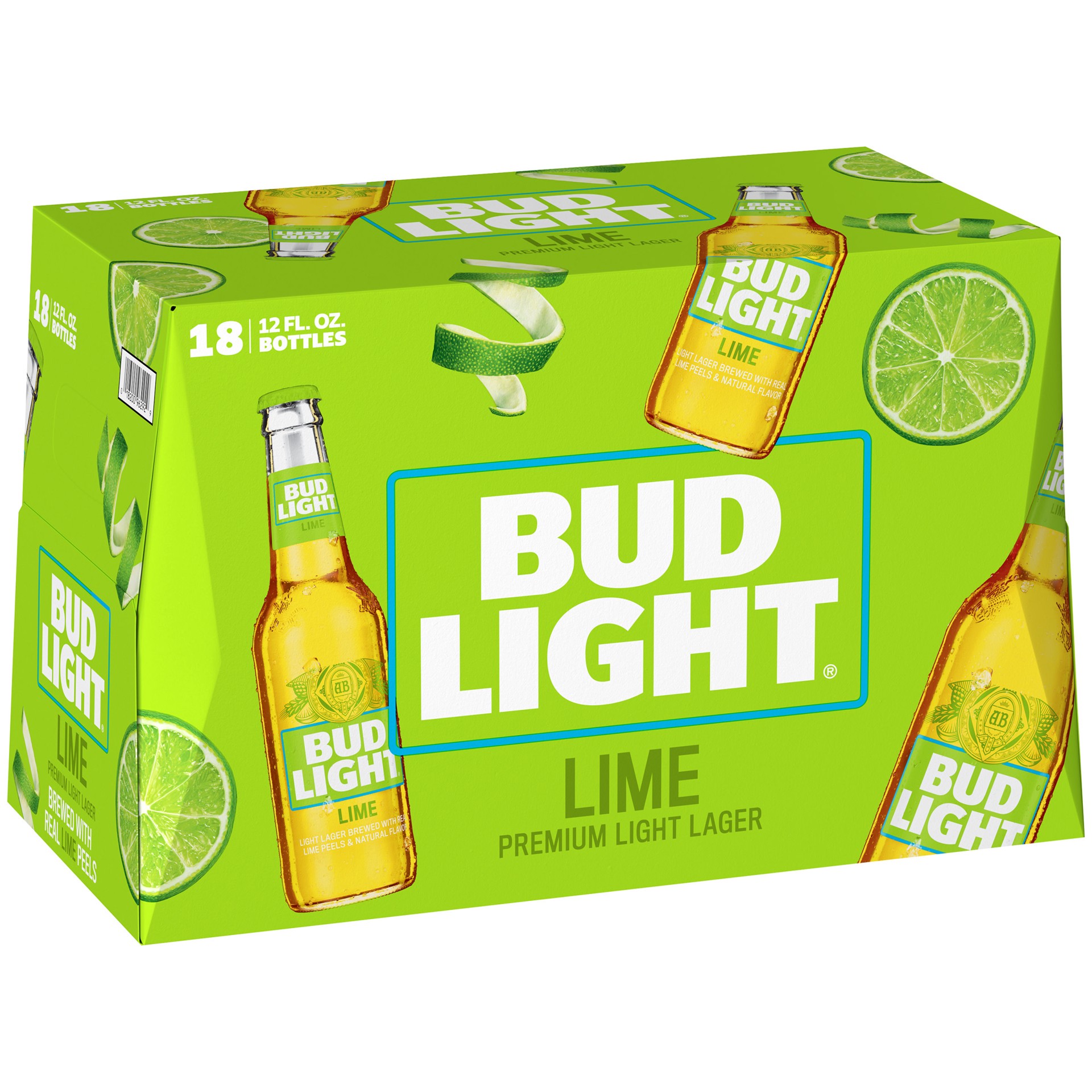 slide 1 of 17, Bud Light Lime Beer, 18 Pack Beer, 12 FL OZ Bottles, 216 fl oz