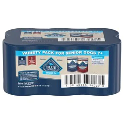 Blue Buffalo Homestyle Recipe Senior Wet Dog Food, Beef Dinner and Chicken Dinner, Variety Pack, (12.5-oz Cans, 3 of each flavor)