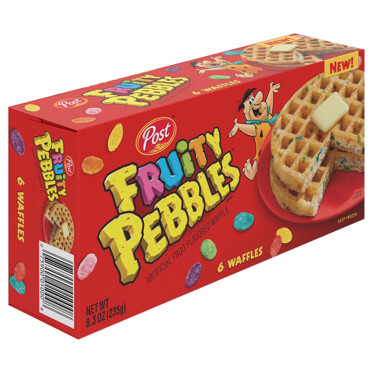 slide 5 of 9, Post Fruity Pebbles Frozen Waffles Box, 8.3 oz, 6 Count, 6 ct
