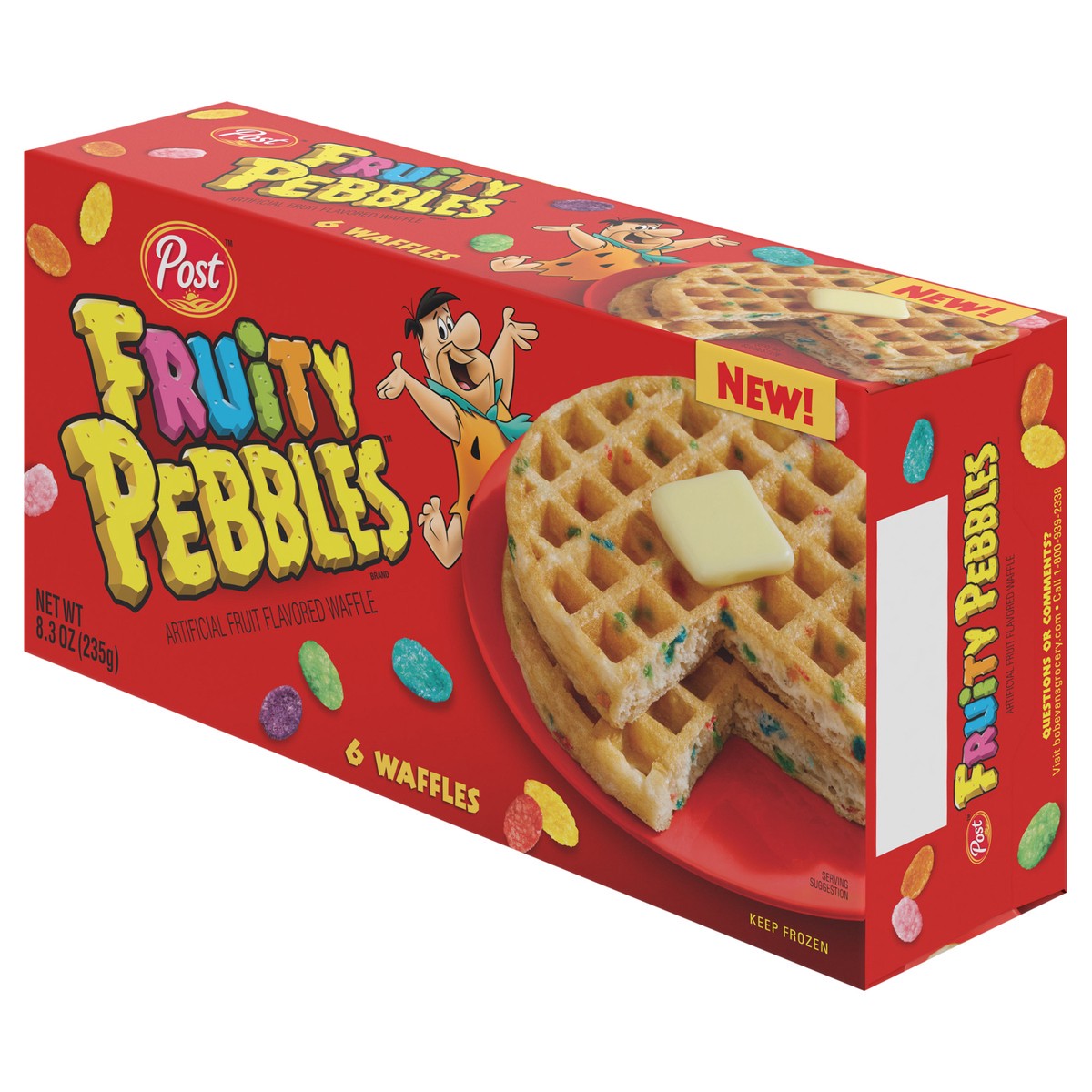 slide 8 of 9, Post Fruity Pebbles Frozen Waffles Box, 8.3 oz, 6 Count, 6 ct