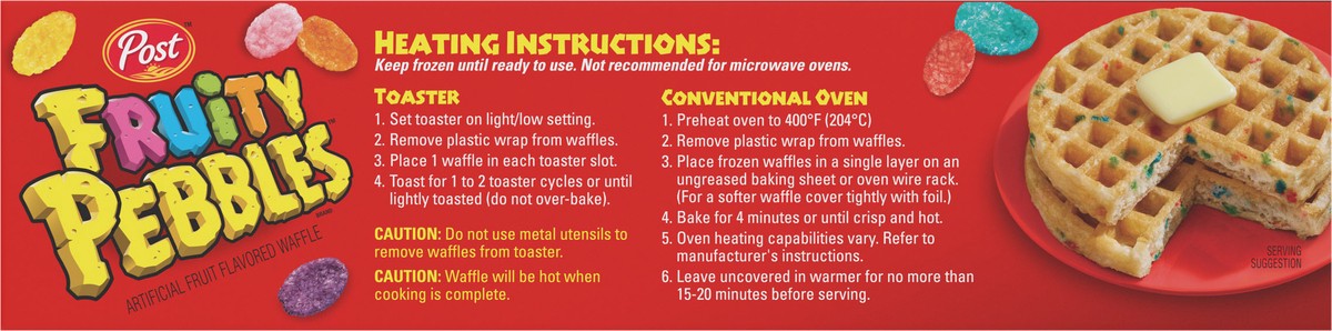 slide 4 of 9, Post Fruity Pebbles Frozen Waffles Box, 8.3 oz, 6 Count, 6 ct