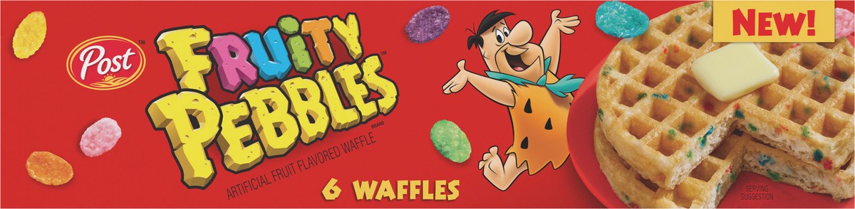 slide 3 of 9, Post Fruity Pebbles Frozen Waffles Box, 8.3 oz, 6 Count, 6 ct