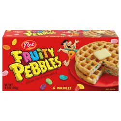 Post Fruity Pebbles Frozen Waffles Box, 8.3 oz, 6 Count