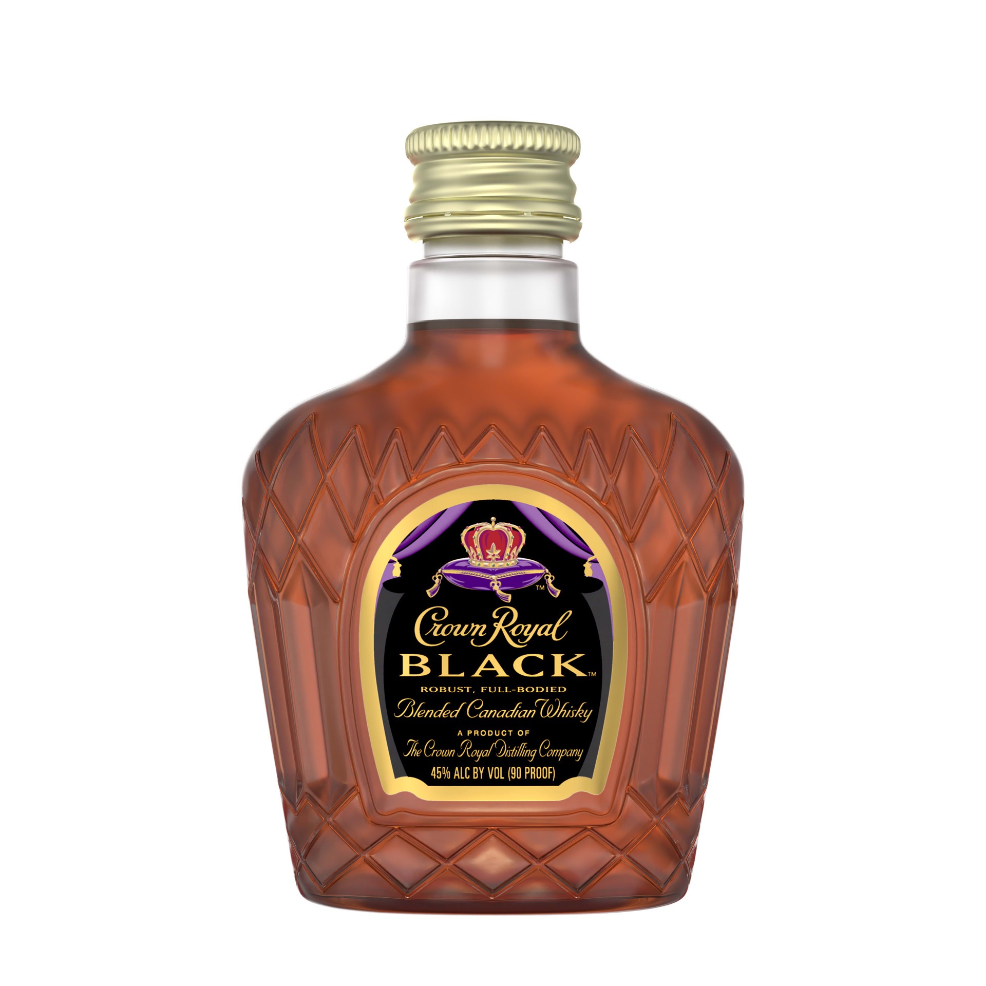 slide 1 of 3, Crown Royal Black Blended Canadian Whisky, 50 mL, 50 ml