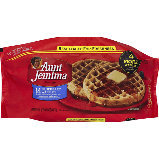 slide 1 of 1, Aunt Jemima Blueberry Waffles, 14 ct