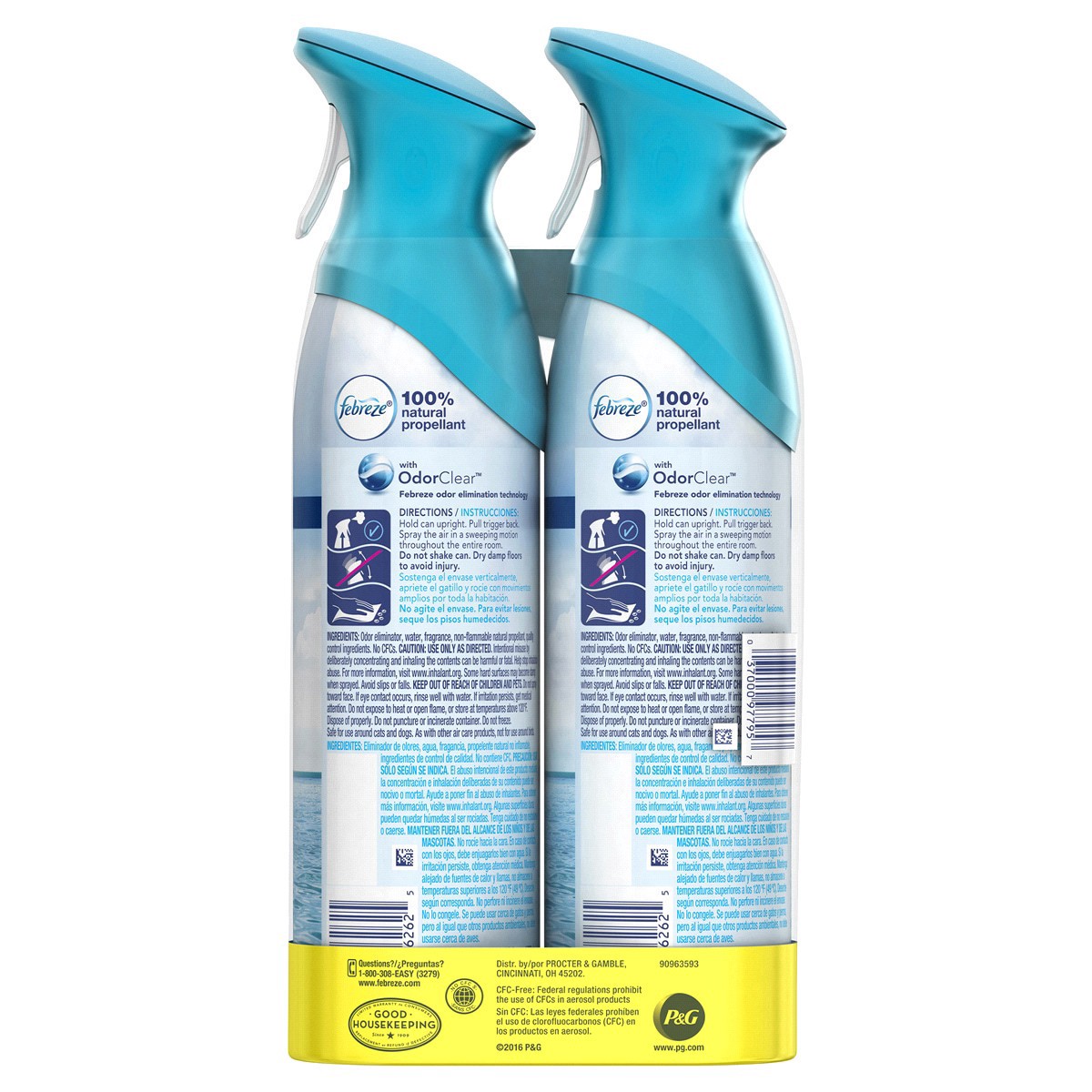 slide 5 of 7, Febreze Air Freshener Spray, Odor-Fighting Room Spray, Bora Bora Waters Scent, 8.8oz, 2 Count, 8.8 oz