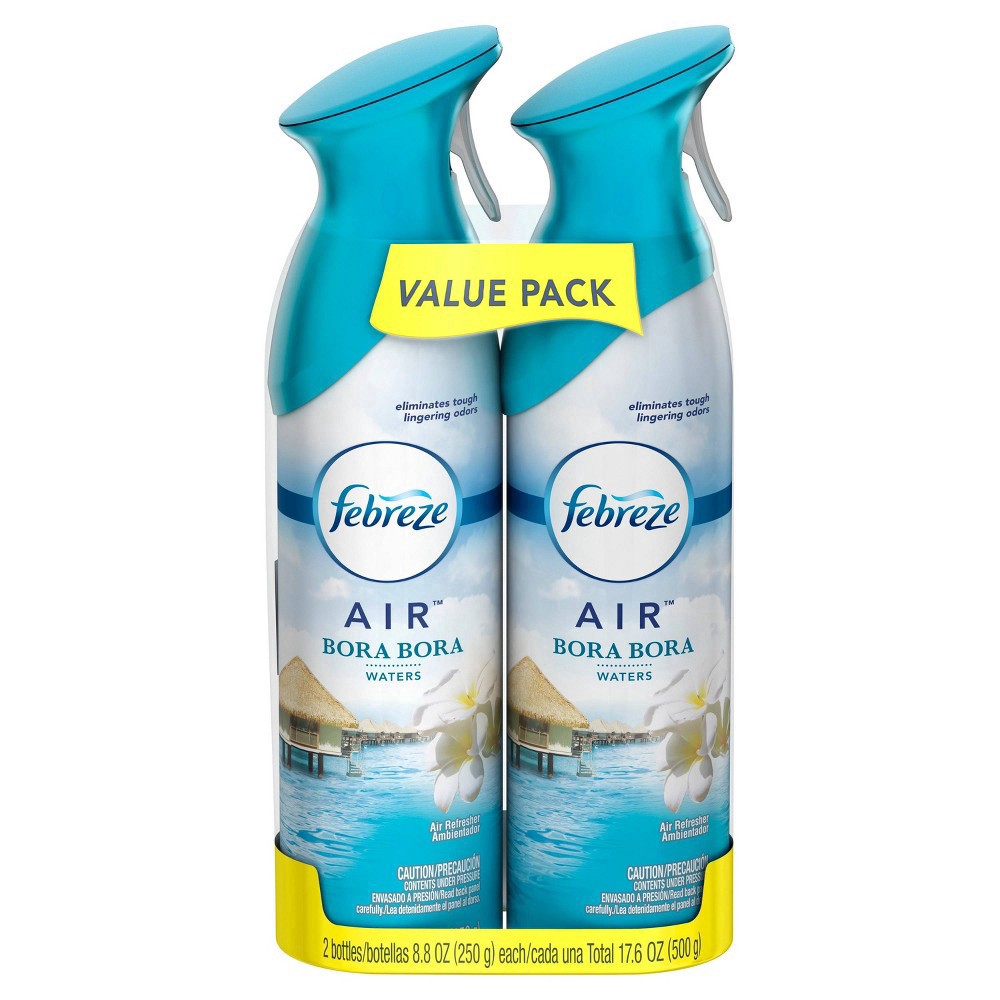 slide 4 of 7, Febreze Air Freshener Spray, Odor-Fighting Room Spray, Bora Bora Waters Scent, 8.8oz, 2 Count, 8.8 oz