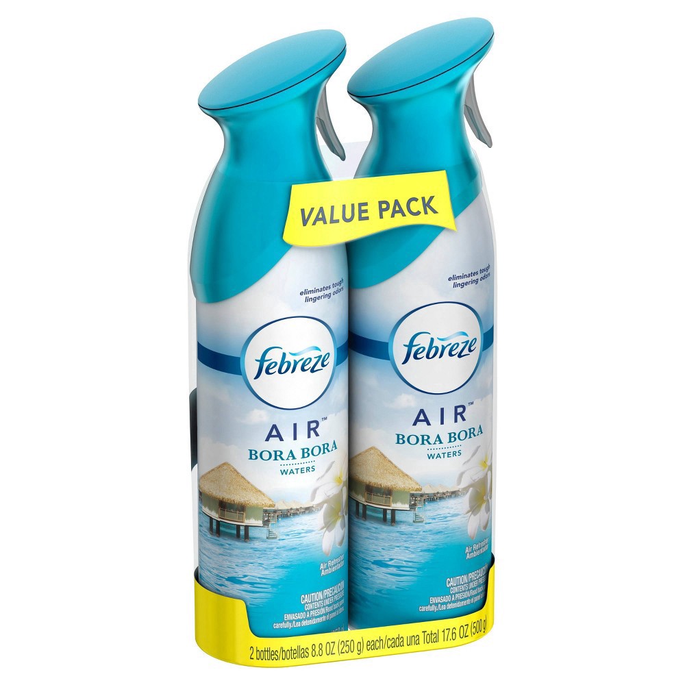 slide 2 of 7, Febreze Air Freshener Spray, Odor-Fighting Room Spray, Bora Bora Waters Scent, 8.8oz, 2 Count, 8.8 oz