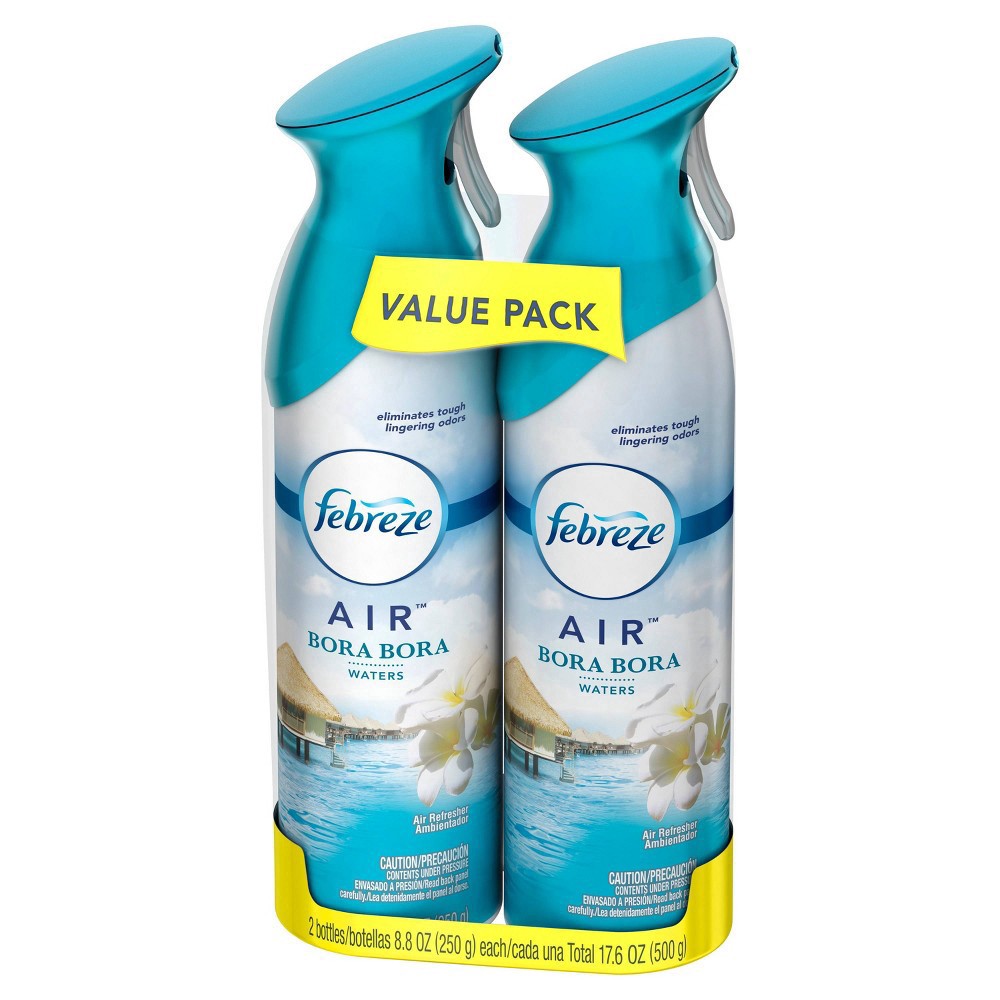 slide 3 of 7, Febreze Air Freshener Spray, Odor-Fighting Room Spray, Bora Bora Waters Scent, 8.8oz, 2 Count, 8.8 oz