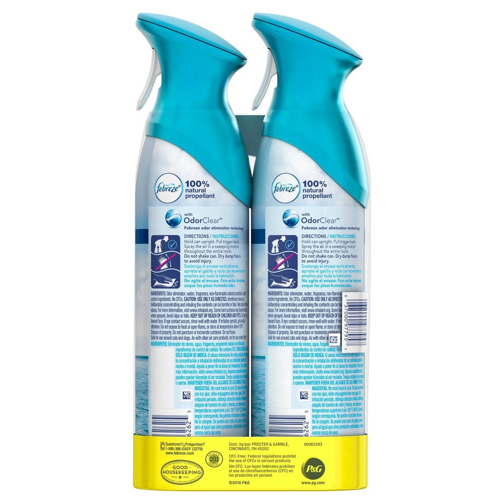 slide 7 of 7, Febreze Air Freshener Spray, Odor-Fighting Room Spray, Bora Bora Waters Scent, 8.8oz, 2 Count, 8.8 oz