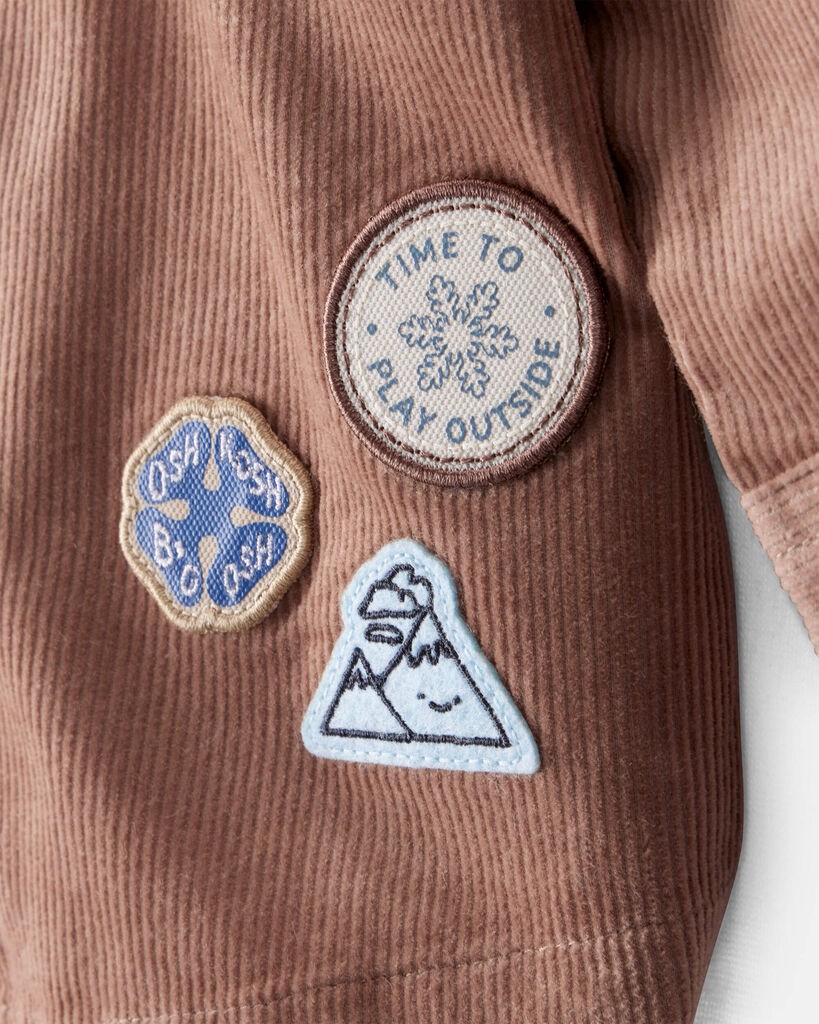 slide 3 of 3, Oshkosh Baby Boy Camping Badges Corduroy Button-Down Shirt - Brown Brown 12M, 1 ct