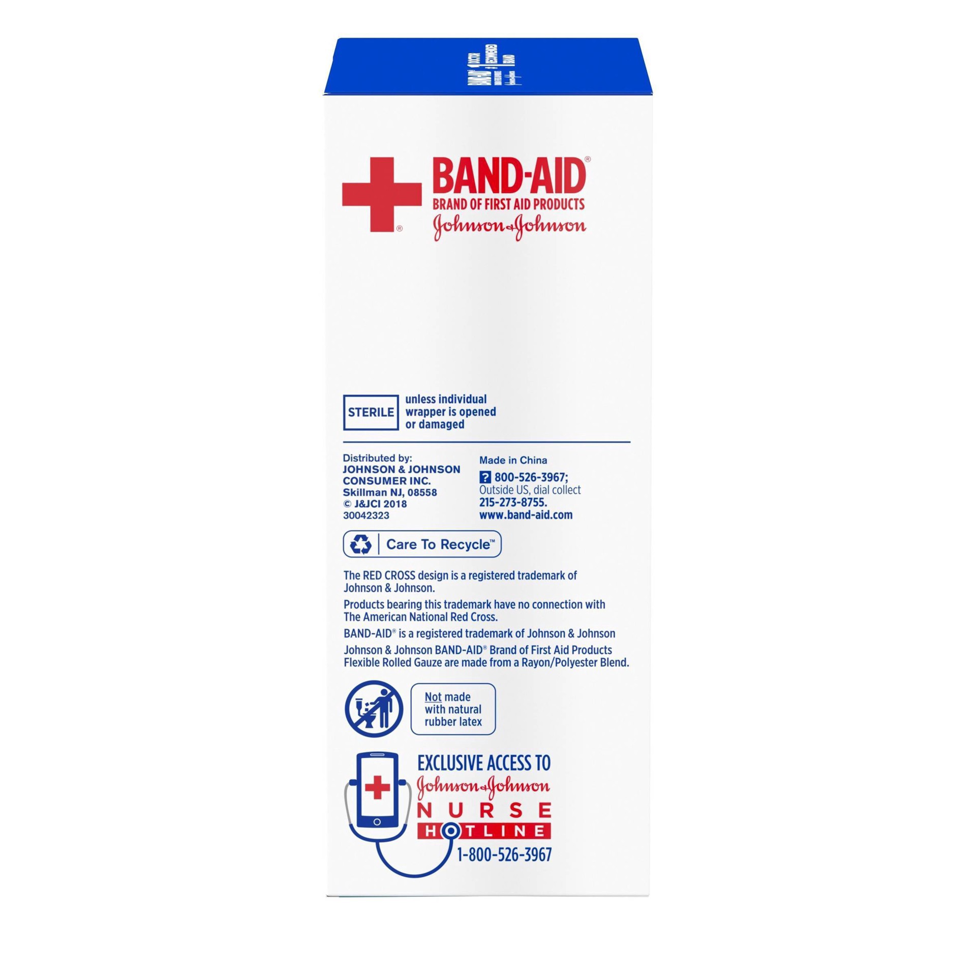 slide 5 of 15, BAND-AID Band Aid Brand of First Aid Products Flexible Rolled Gauze Dressing for Minor Wound Care, soft Padding and Instant Absorption, 4 Inches by 2.5 Yards, 1 ct