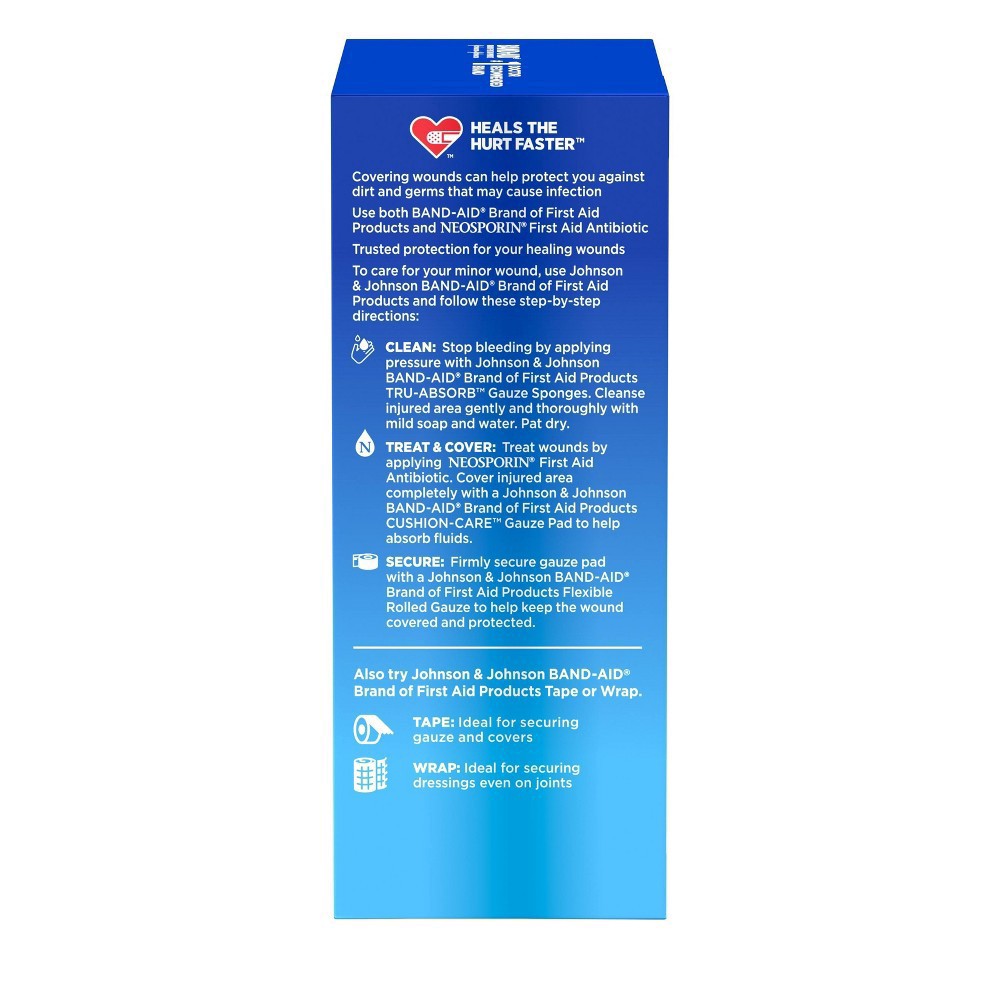 slide 9 of 15, BAND-AID Band Aid Brand of First Aid Products Flexible Rolled Gauze Dressing for Minor Wound Care, soft Padding and Instant Absorption, 4 Inches by 2.5 Yards, 1 ct