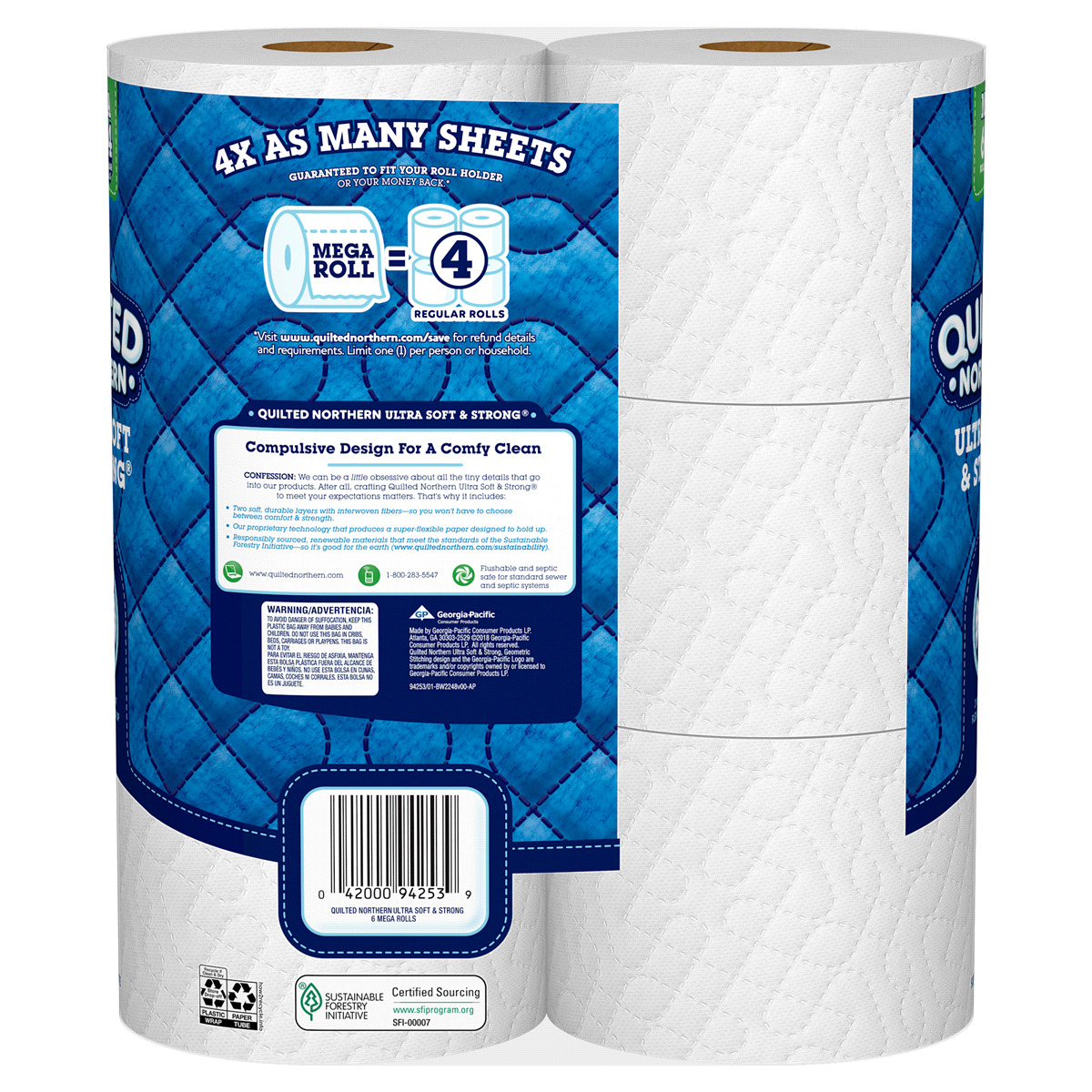 slide 2 of 8, Quilted Northern Ultra Soft & Strong With Cleanstretch Toilet Paper - 6 Mega Rolls, 6 ct
