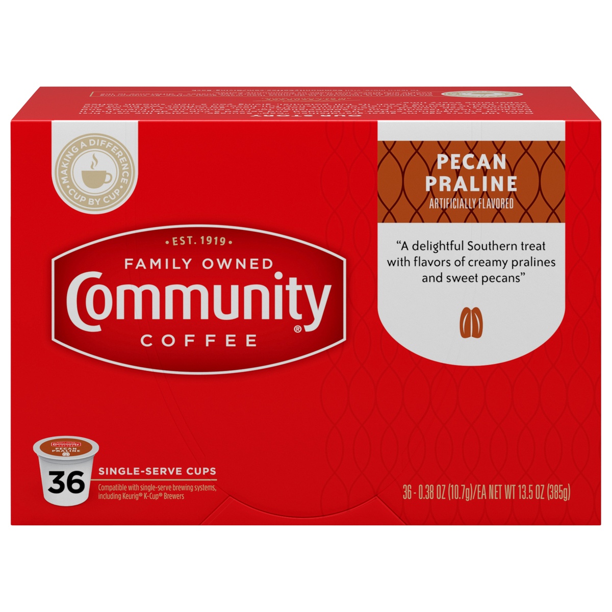 slide 1 of 1, Community Coffee Pecan Praline Medium Roast Single Serve, 36 ct