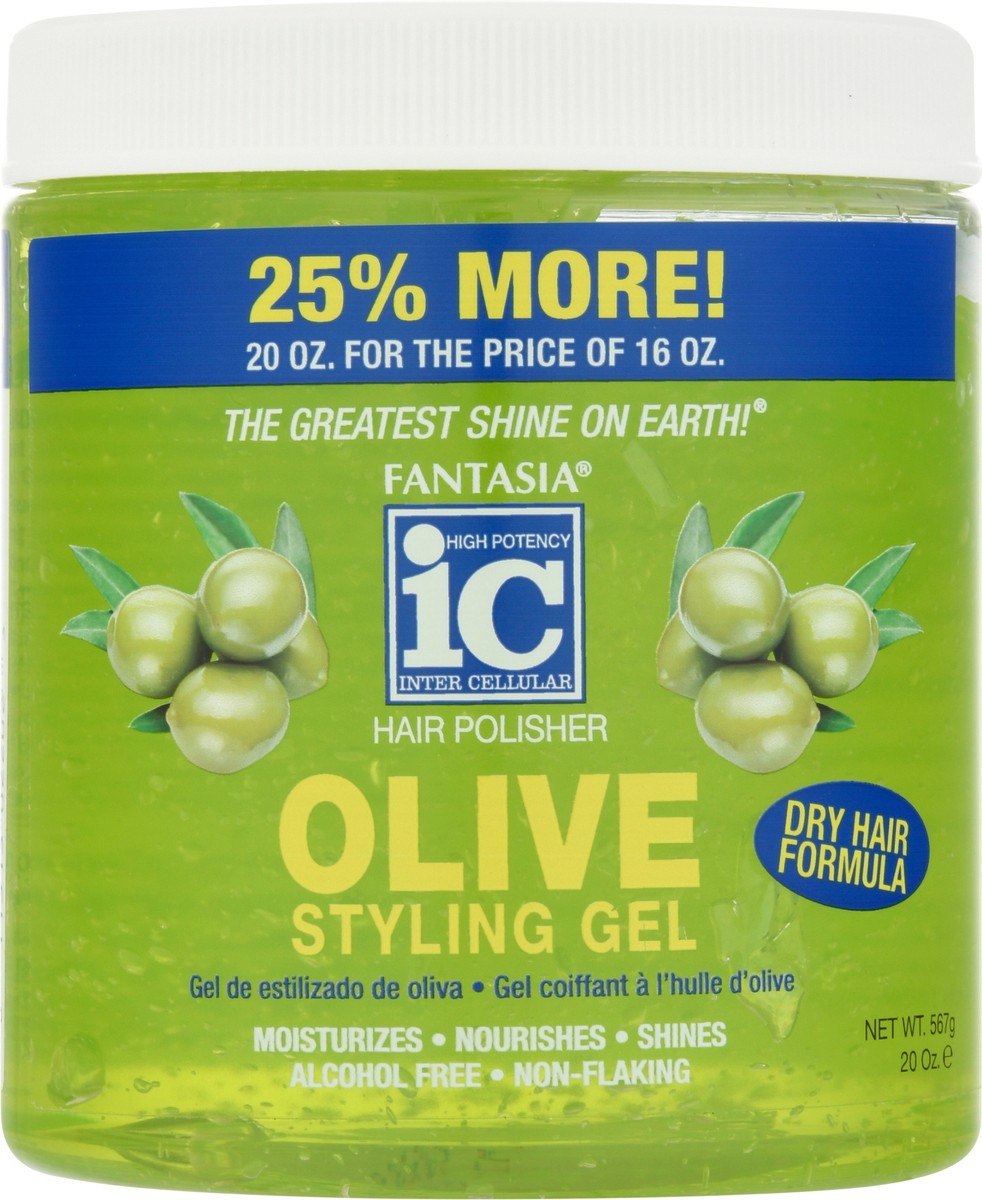 slide 3 of 9, Fantasia IC Hair Polisher Olive Styling Gel 20 oz, 20 oz