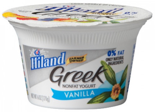 slide 1 of 1, Hiland Dairy Greek Vanilla Nonfat Yogurt, 5.3 oz
