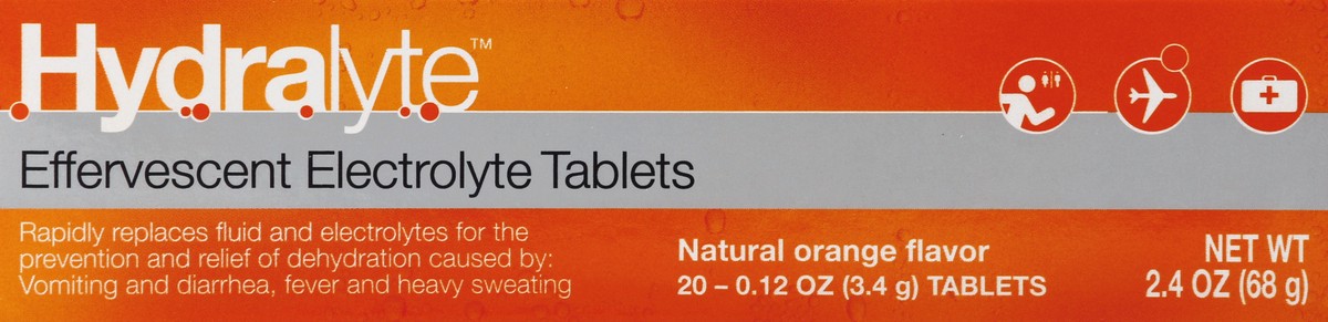 slide 5 of 6, Hydralyte Effervescent Electrolyte Tablets Orange, 20 ct