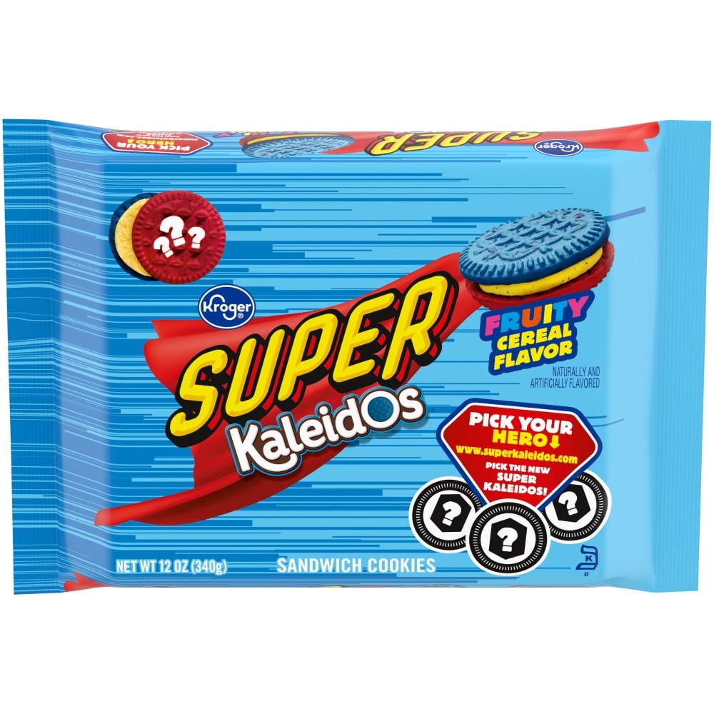 slide 1 of 1, Kroger Fruity Cereal Super Kaleidos Sandwich Cookies, 12 oz