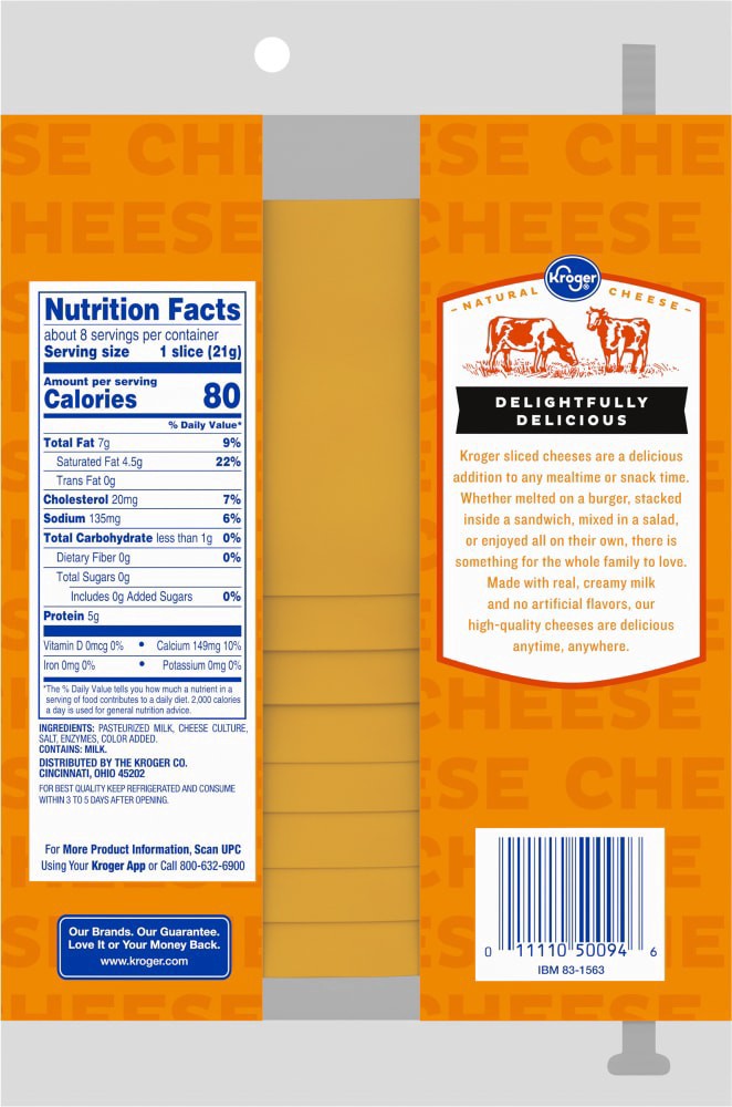 Kroger Extra Sharp Cheddar Cheese Slices 6 oz Shipt