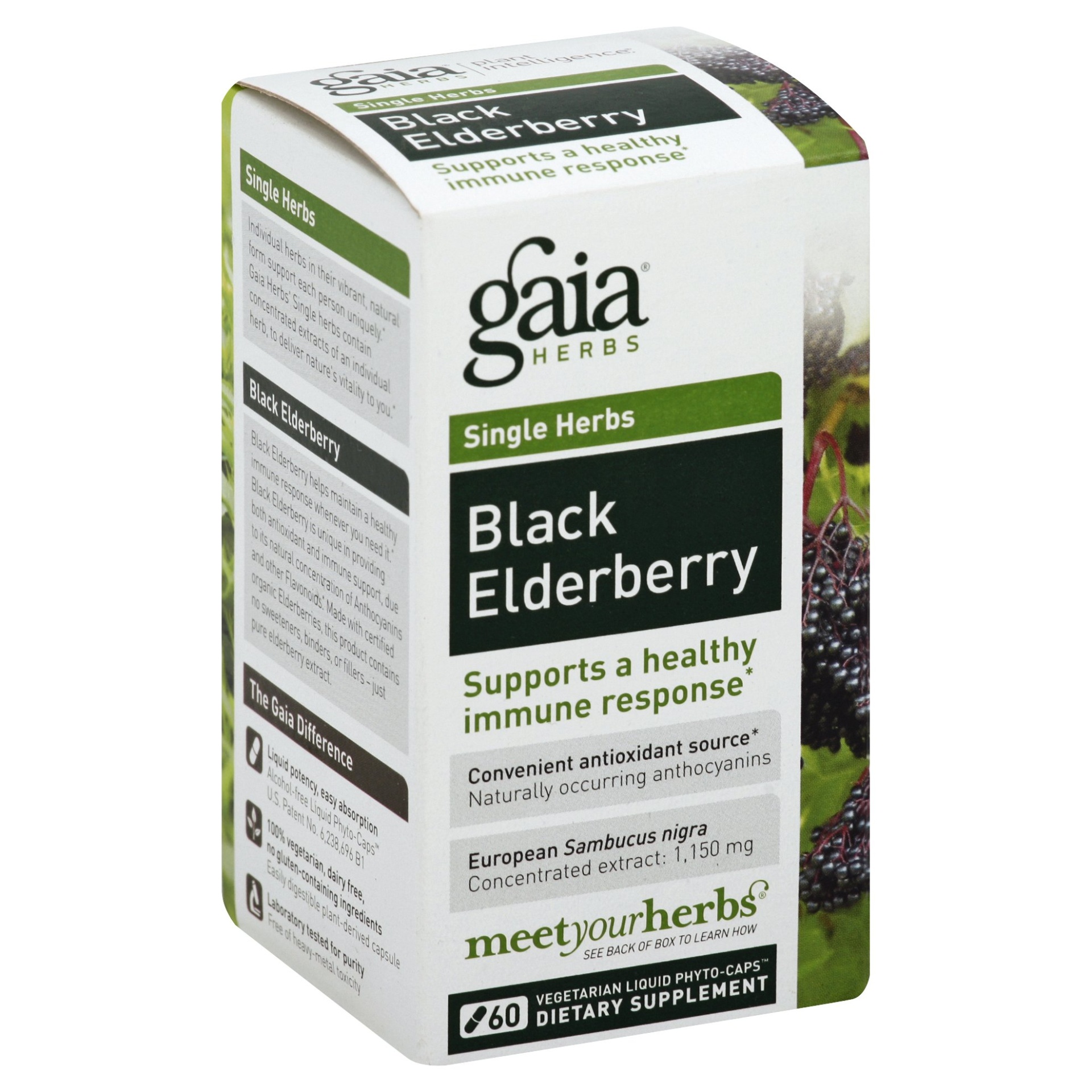 slide 1 of 1, Gaia Herbs Single Herbs Black Elderberry Liquid Caps, 60 ct