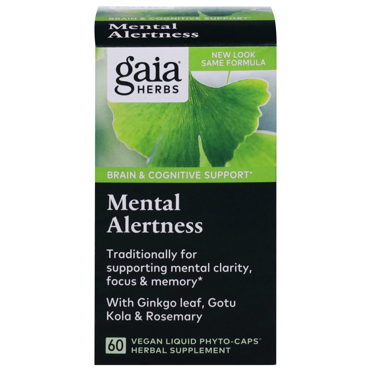slide 1 of 1, Gaia Herbs Brain & Cognitive Support Mental Alertness 60 Vegan Liquid Phyto-Caps, 60 ct