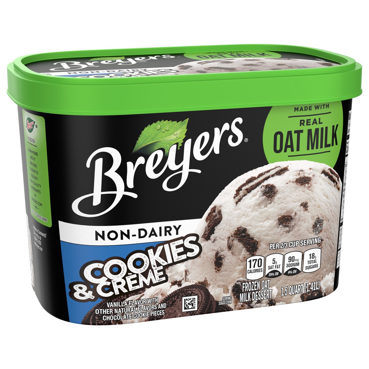 slide 6 of 9, Breyers Non Dairy Frozen Dessert Cookies & Crème, 48 oz, 48 fl oz