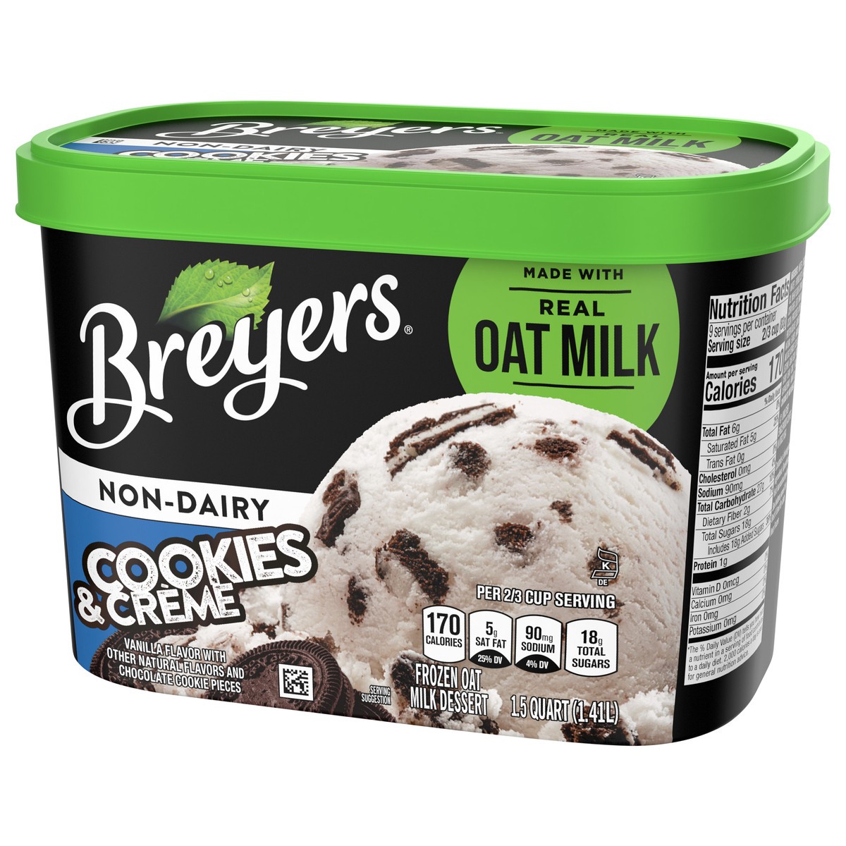 slide 2 of 9, Breyers Non Dairy Frozen Dessert Cookies & Crème, 48 oz, 48 fl oz