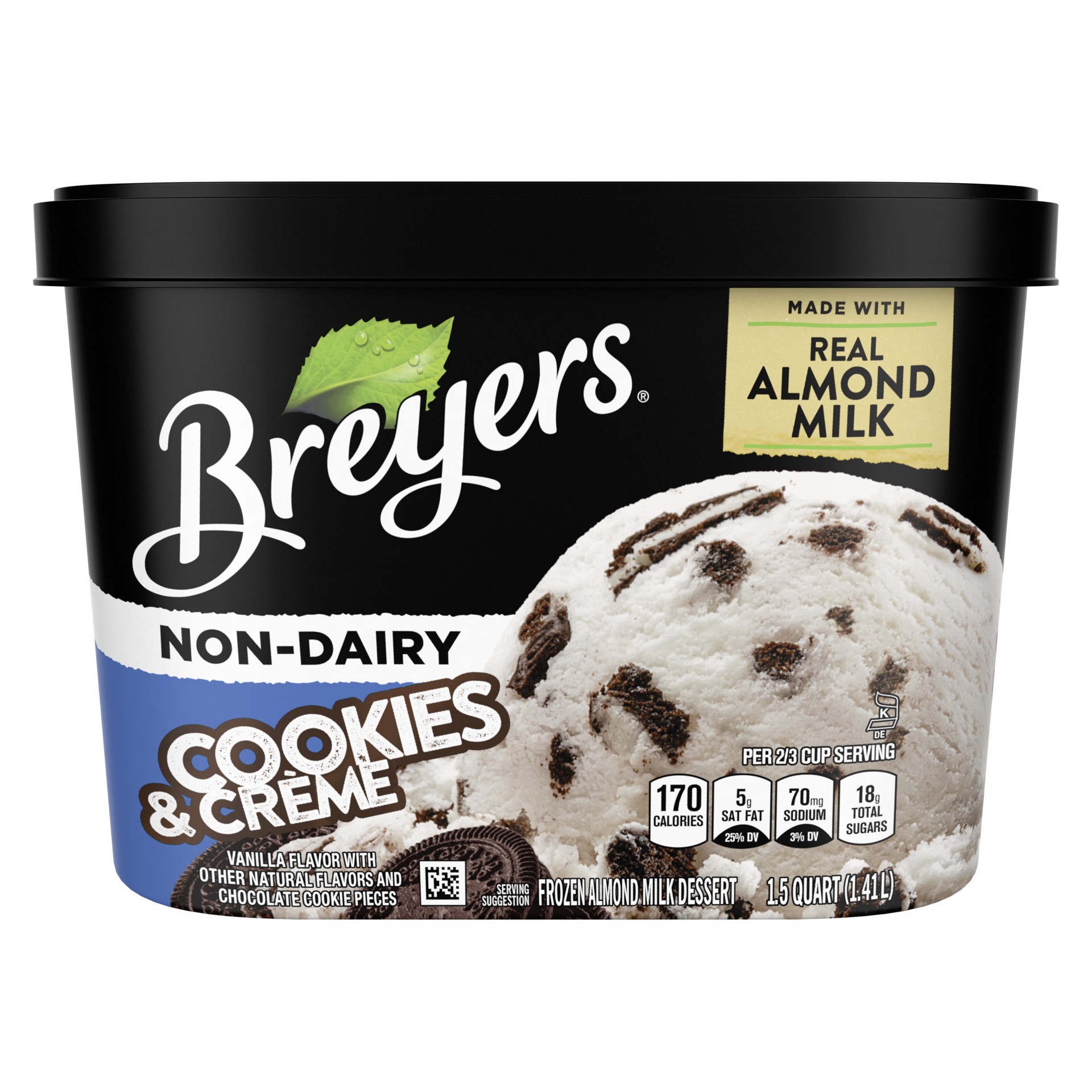 slide 1 of 9, Breyers Non Dairy Frozen Dessert Cookies & Crème, 48 oz, 48 fl oz