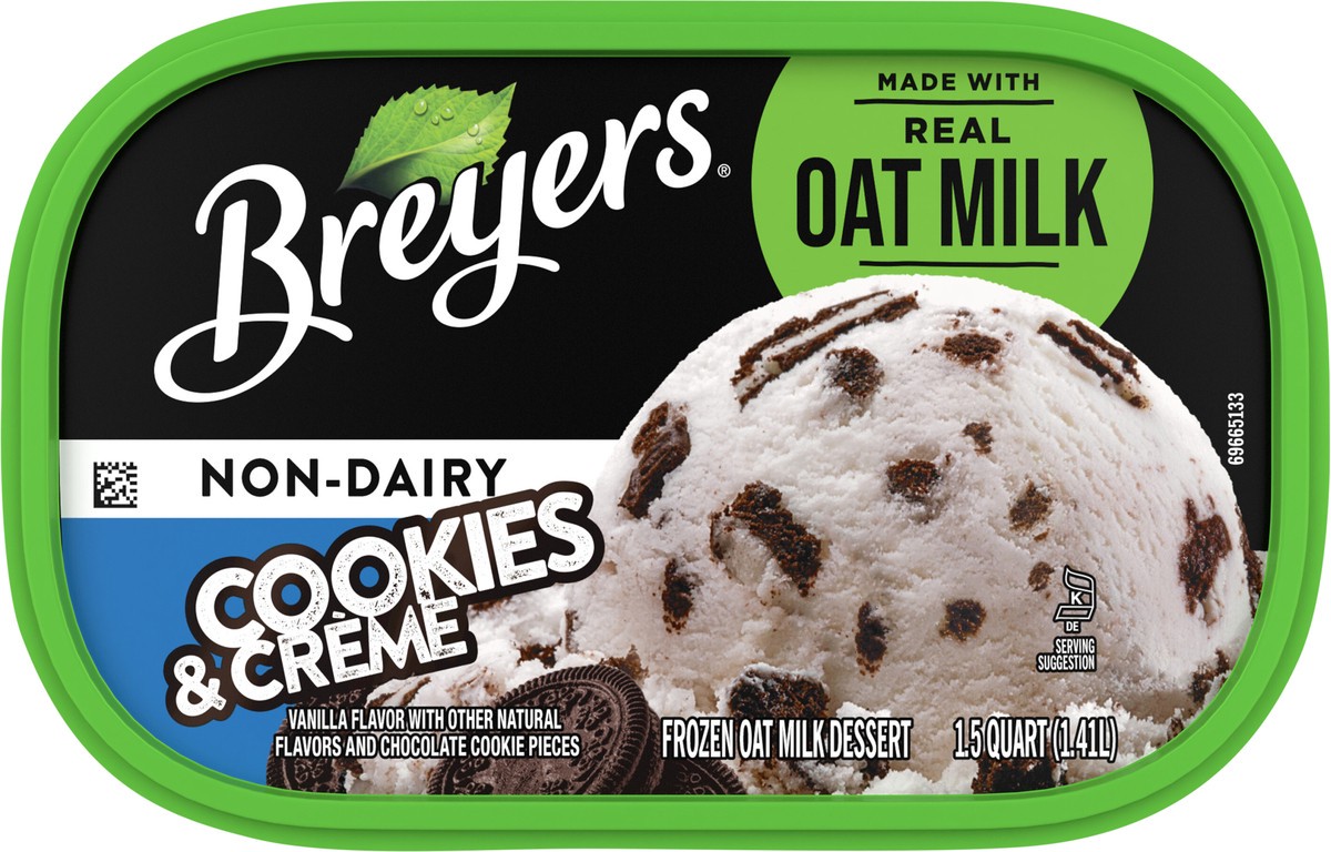 slide 5 of 9, Breyers Non Dairy Frozen Dessert Cookies & Crème, 48 oz, 48 fl oz