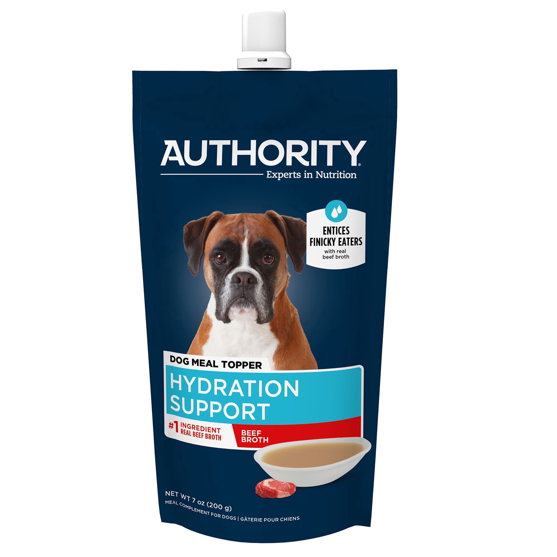 slide 1 of 1, Authority Hydration Support Adult Dog Meal Topper - Beef Broth, 7 Oz, 7 oz