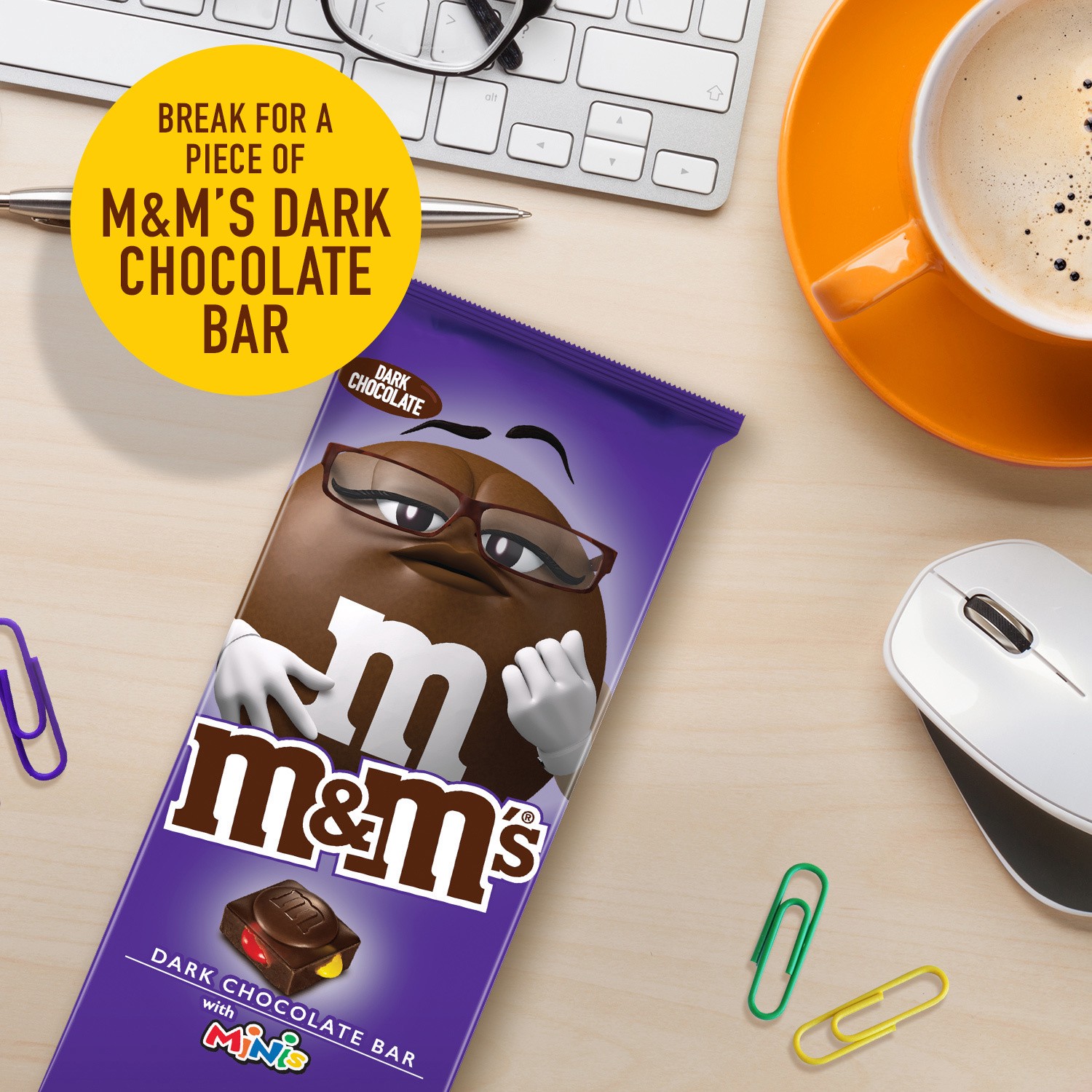 slide 6 of 8, M&M's Minis Dark Chocolate Candy Bar, 4-Ounce Bar, 4 oz