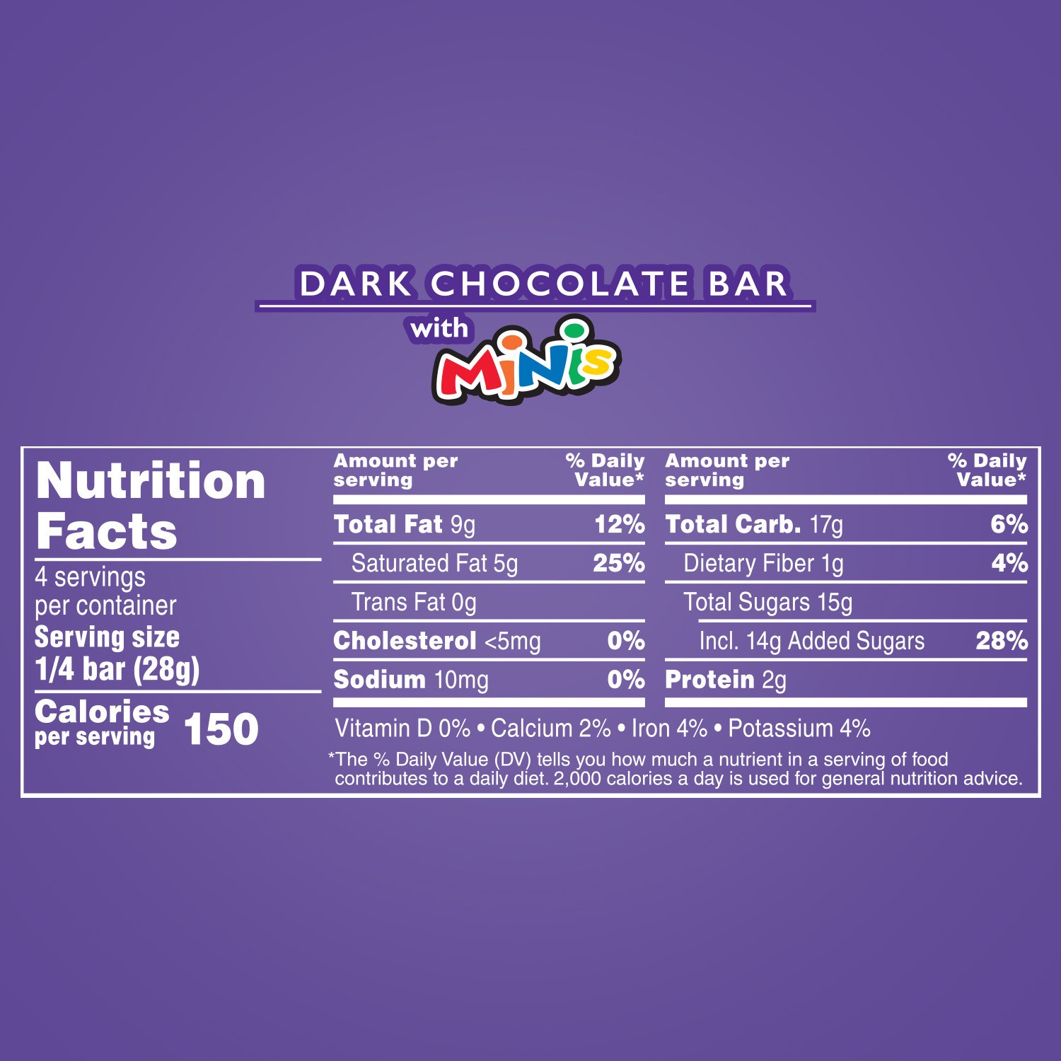 slide 8 of 8, M&M's Minis Dark Chocolate Candy Bar, 4-Ounce Bar, 4 oz