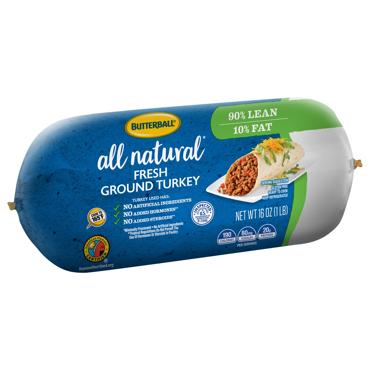 Butterball All Natural 90% Lean Ground Turkey 1 Lb - 16 OZ 16 Oz | Shipt