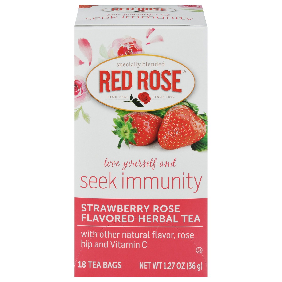slide 1 of 5, Red Rose Tea Red Rose Herbal Tea Strawberry Rose, 18 ct
