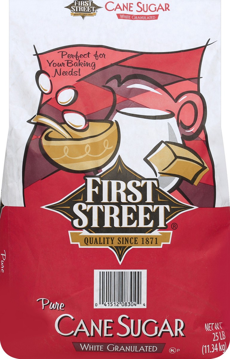 slide 4 of 6, First Street Pure Sugar White Granulated, 25 lb