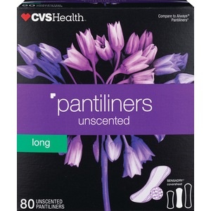slide 1 of 1, CVS Health Unscented Long Pantiliners, 80 ct