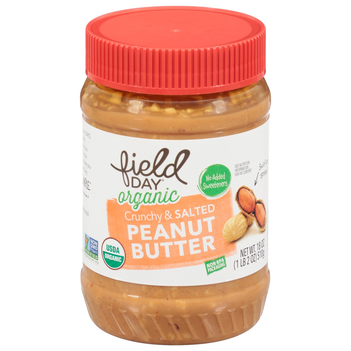 slide 10 of 13, Field Day Organic Crunchy Salted Peanut Butter, 18 oz