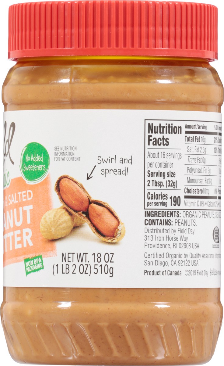 slide 3 of 13, Field Day Organic Crunchy Salted Peanut Butter, 18 oz