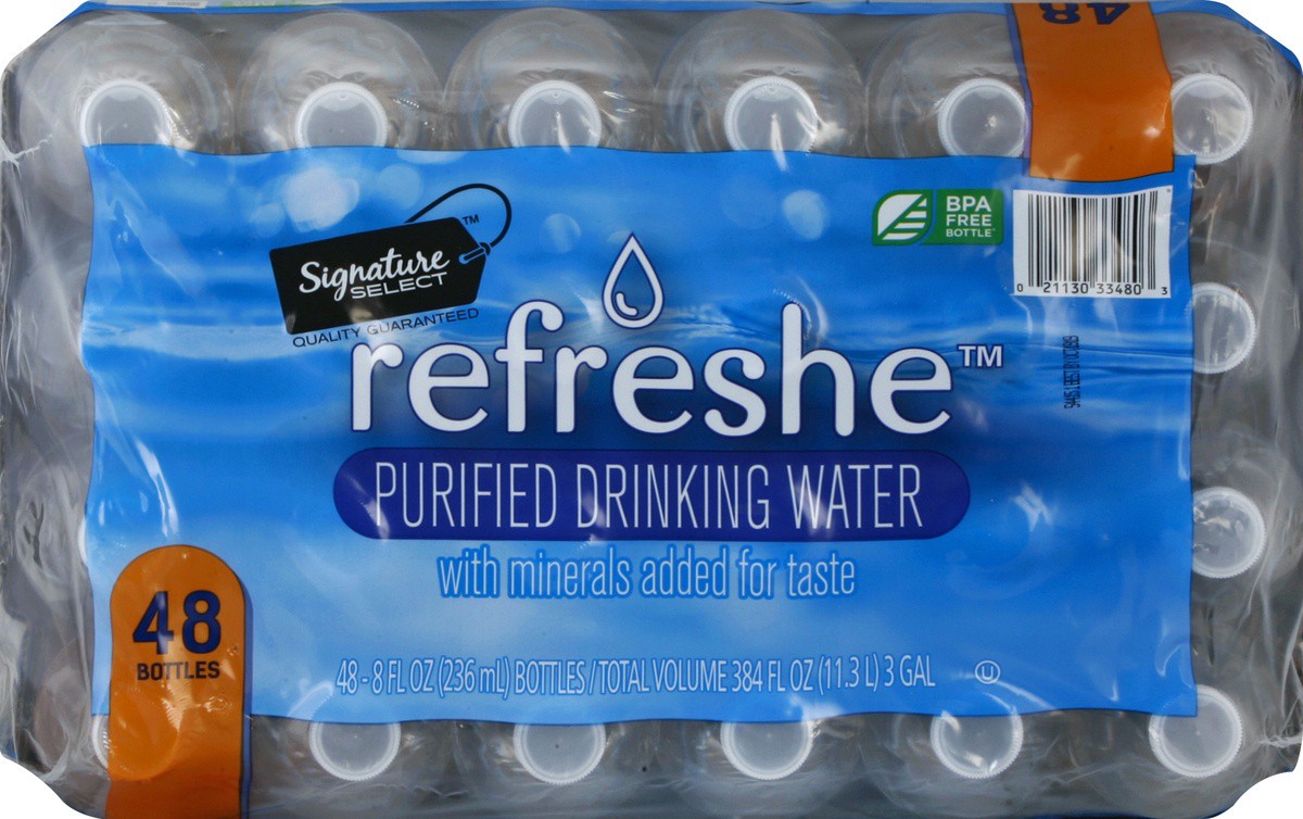 slide 4 of 4, Signature Select Refreshe Purified Water, 48 ct; 8 fl oz