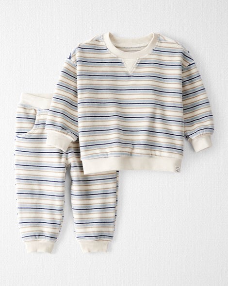 slide 1 of 4, Littleplanet Baby 2-Piece Organic Cotton Velour Set in Stripes Multi 3M, 2 pc