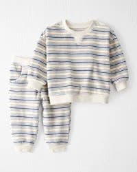 Littleplanet Baby 2-Piece Organic Cotton Velour Set in Stripes Multi 3M