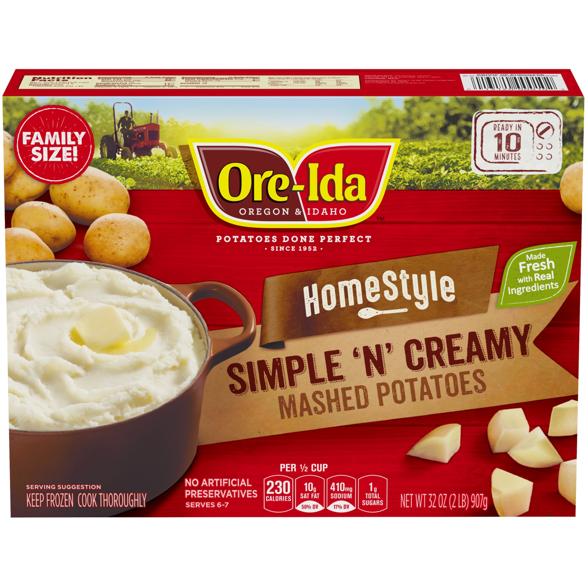 slide 1 of 6, Ore-Ida Home Style Simple'N' Creamy Mashed Potatoes Frozen Side Dish, 32 oz