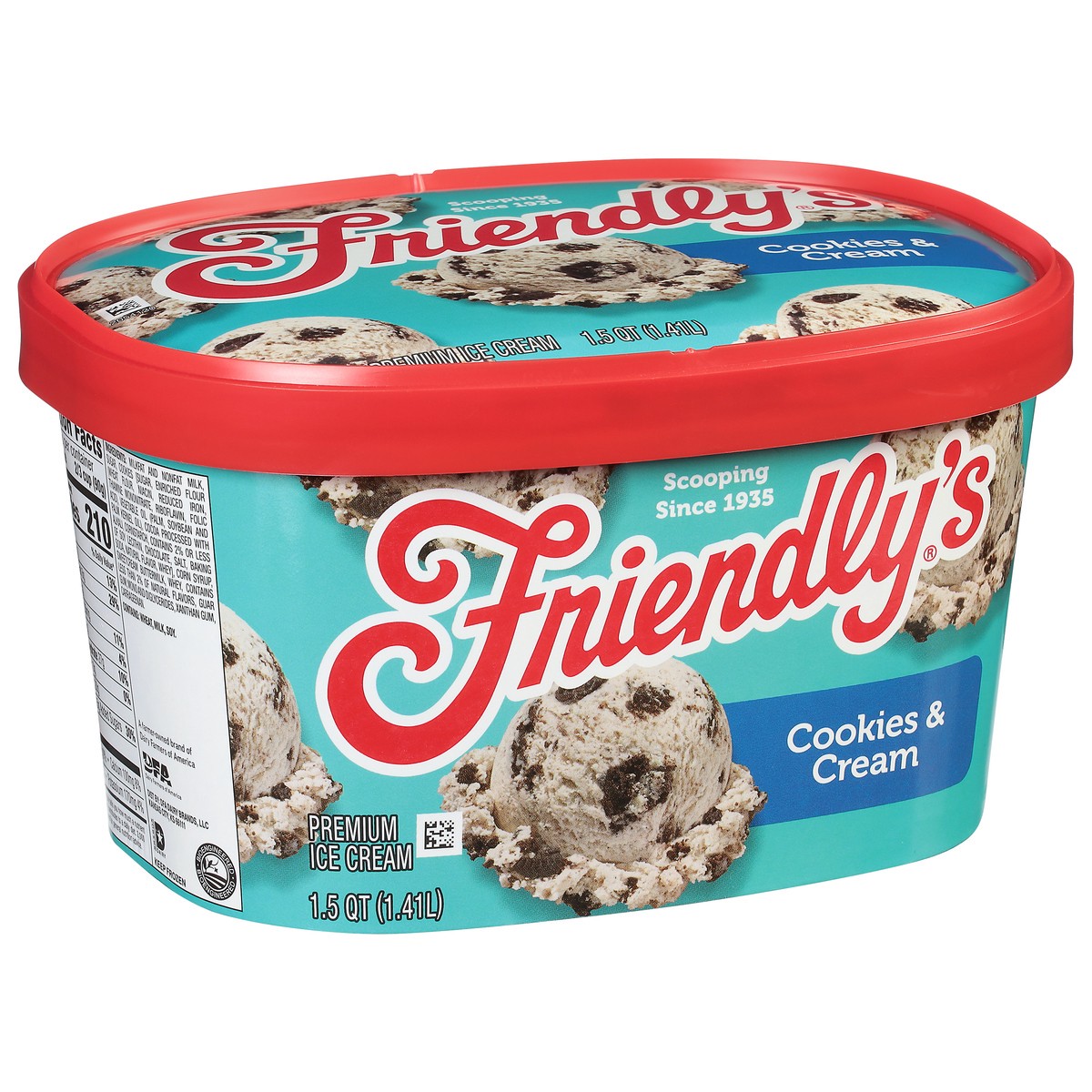 slide 2 of 9, Friendly's Premium Ice Cream / Cookies & Cream, 48 fl oz