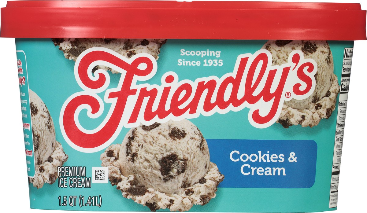 slide 5 of 9, Friendly's Premium Ice Cream / Cookies & Cream, 48 fl oz