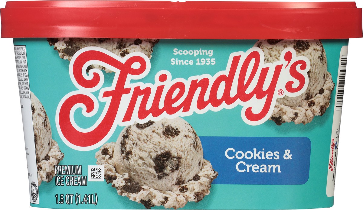 slide 6 of 9, Friendly's Premium Ice Cream / Cookies & Cream, 48 fl oz