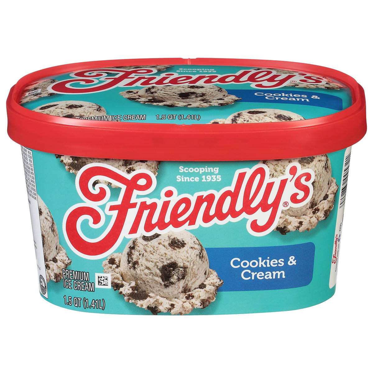 slide 1 of 9, Friendly's Premium Ice Cream / Cookies & Cream, 48 fl oz