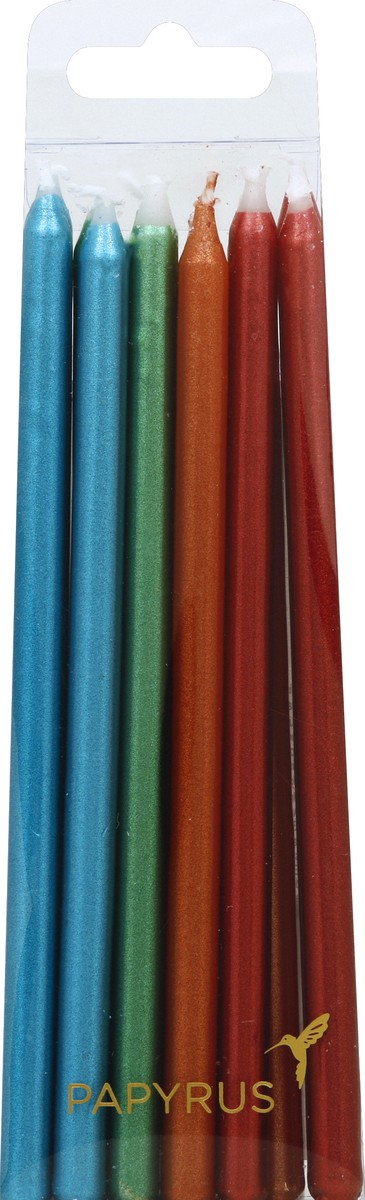 slide 2 of 4, Papyrus Birthday Candles, Metallic Blue, Green, Orange & Red (12-Count), 12 ct