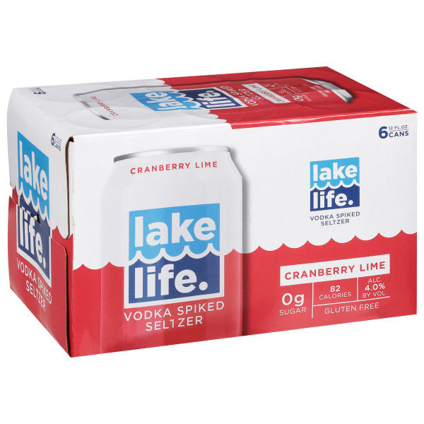 slide 9 of 16, Lake Life Vodka Spiked Seltzer, Cranberry Lime, 6/pk12 oz