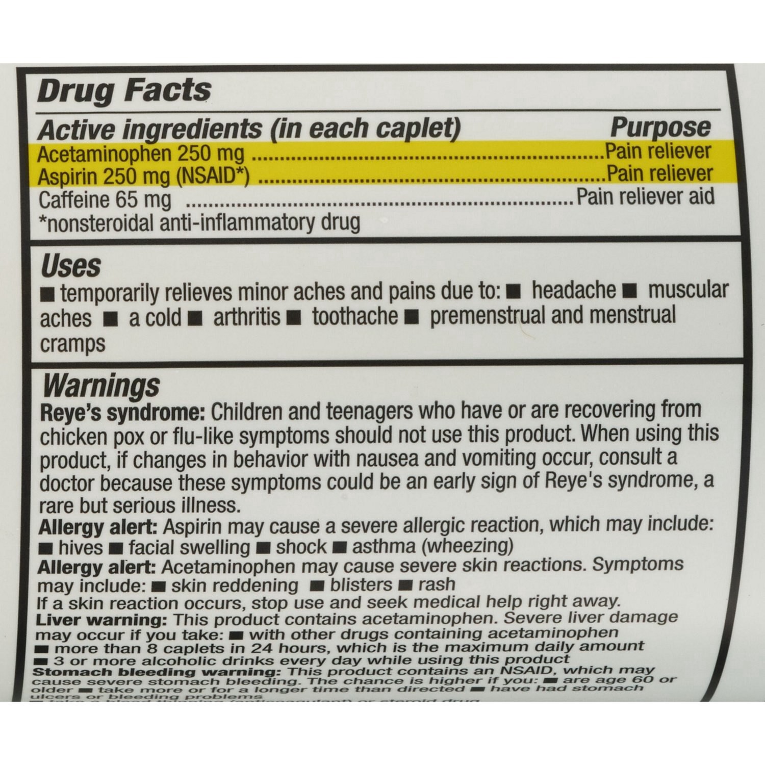 slide 4 of 4, Cvs Extra Strength Headache Relief Acetaminophen, Aspirin (Nsaid) & Caffeine Caplets, 300 Ct, 300 ct